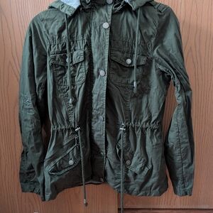 Olive Utility Jacket with Hood By Snobbish